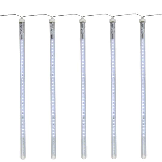 LED Lighted Dripping Icicle Snowfall Christmas Light Tubes -13.25' Clear Wire - 5ct